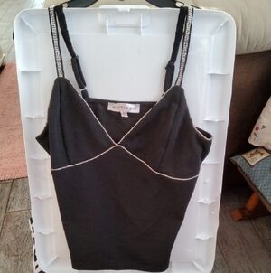 Madden Girl Black Top with Silver Sequin Accents